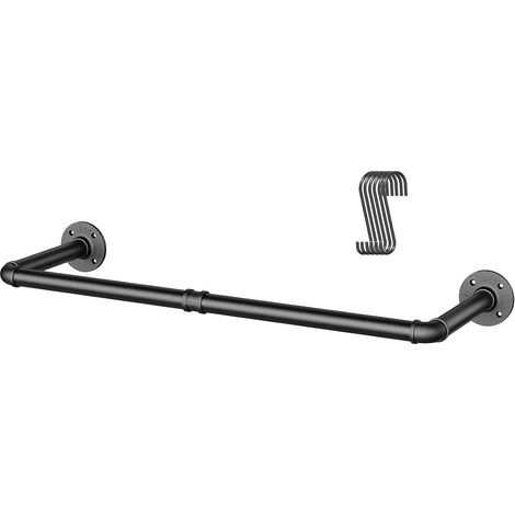 Portant à vêtement Industriel, Porte Manteaux Amovible 92cm, Penderie Murale Rail de Suspension Style Loft de Tuyau Barre en Métal (1/5)