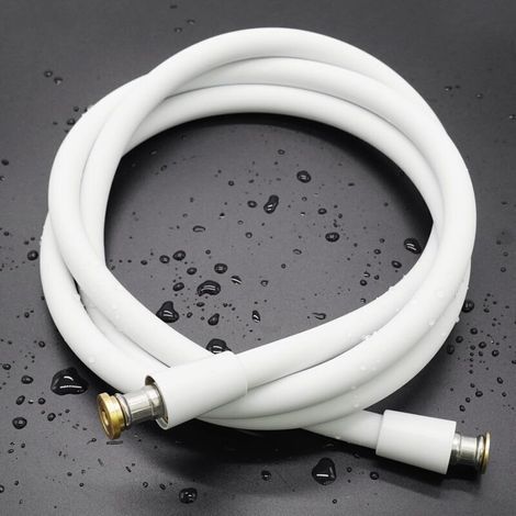 Flexible de douche universel (G1/2 pouce, 2 m), en silicone ultra-souple, résistant à la torsion et au pliage, pour toilettes avec bidet intégré, blanc (1/4)