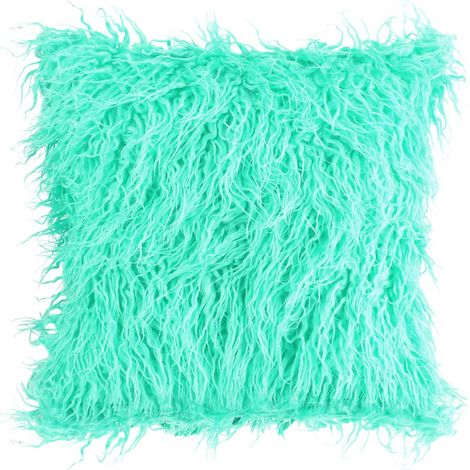 Housse De Coussin En Fausse Fourrure Vert Pour Canapé Lit Décoration Intérieure Et Extérieure 1 Pièce (1/5)