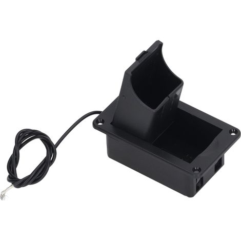 Étui pour pile de guitare, isolation en plastique, pochette pour pile 9V, avec câble à 2 conducteurs, convient pour basse et ukulélé, noir. (1/5)