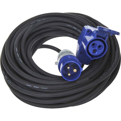 Cee verlangerungskabel 10m mit cee winkelstecker schuko steckdose 3x15mm (1/5)