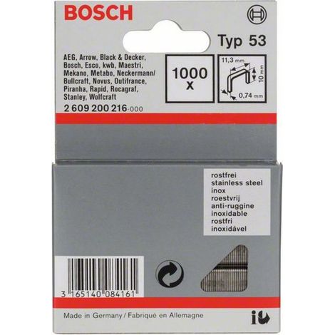Bosch Accessories 2609200216 Feindrahtklammern Typ 53 1000 St. Abmessungen (L x B) 10 mm x 11.4 mm