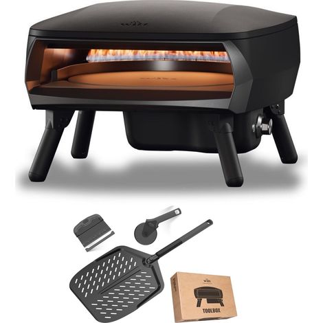 Witt PICCOLO Rotante 16"" Bundle Gas Pizzaofen rotierend 1 Brenner 7 kW Matt Schwarz 100001419