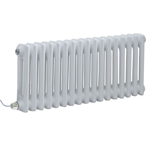 Hudson Reed Windsor - Radiateur Électrique Style Fonte Rétro Horizontal Double Rang avec Thermostat Wi-Fi - Blanc - 30 cm x 78.5 cm