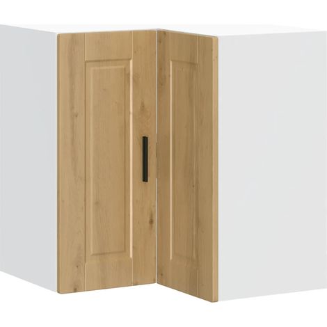 Armadio ad angolo da parete per cucina design moderno contenitore 57 x 57 x 60 cm in legno multistrato rovere artigianale 020050411