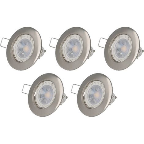 Lot de 5 spot LED GU10 argent 5W 3000K