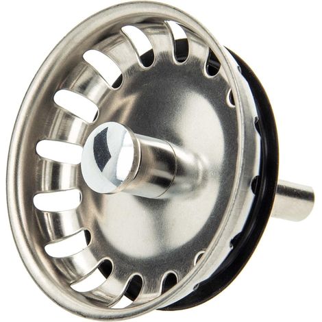 1 Corbeille pour bonde d'évier Ø 54 mm, Acier inoxydable, Tige de guidage 8 mm, Joint inclus, Cuisine (1/5)