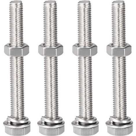 Boulon Hexagonal M8 x 65 mm - Acier Inoxydable 304 - Pour Fixation Mécanique Intérieure Extérieure - 4 Kits (1/5)