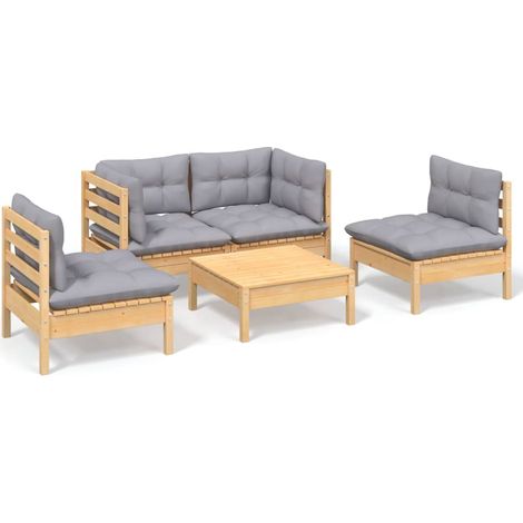 Maison Exclusive - Juego de muebles de jardín 5 pzas y cojines ma (1/5)