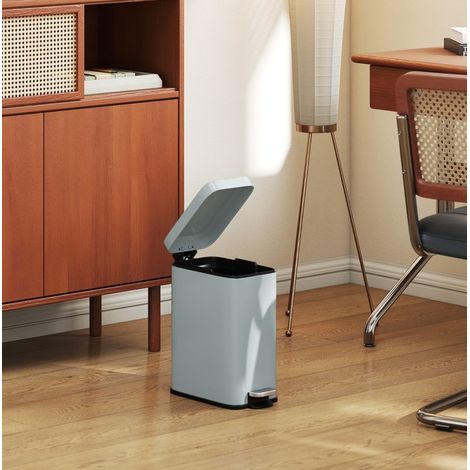Cestino a pedale in metallo da 5 L con secchio interno, grigio HAVRYA (1/5)