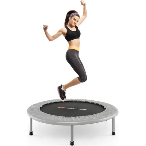 COSTWAY Trampoline de Fitnesse Pliable Ø97cm avec Tapis en PP & Ressorts en Acier, Trampoline d'Entraînement avec Couverture Rembourrée, Trampoline de Loisirs pour Adultes Enfant, Charge 150KG (1/5)