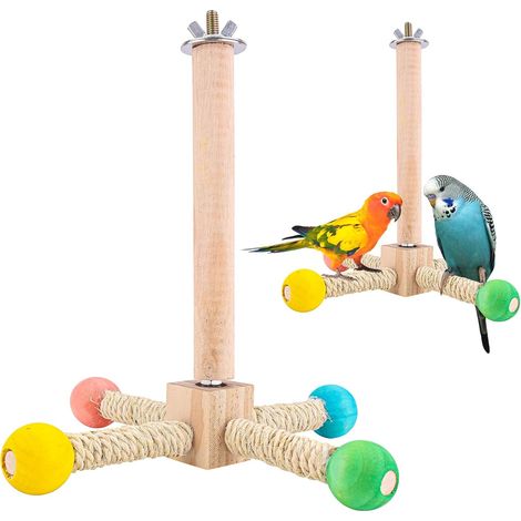 Jouet Perchoirs Oiseaux, Jouets Interactifs Bois Qualité Supérieure Perruches Rotation Libre à 360 Degrés Accessoires Pratiques pour Cage à Oiseaux pour Perruches Perroquets Calopsittes (1/5)