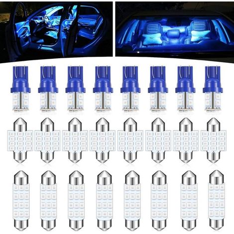 Kit de 24 ampoules LED pour voiture, T10 31 mm 42 mm, éclairage intérieur, plafonnier, éclairage de courtoisie, de porte, de plaque d'immatriculation (bleu) (1/5)