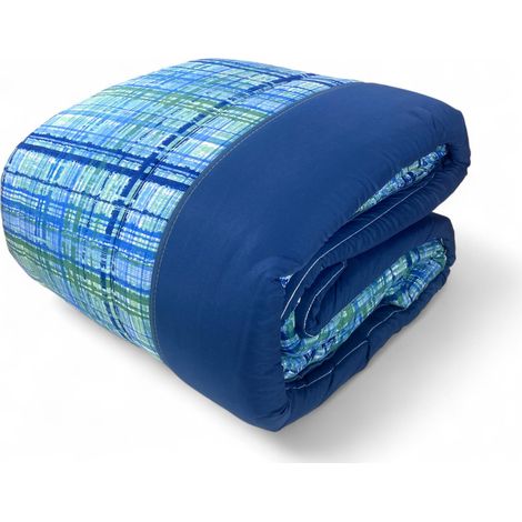 Trapunta Invernale Tirolese Texture Blu - Piumone Caldo Microfibra Anallergica 300gr - Made in Italy Cm. 260x260
