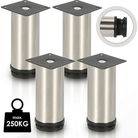 4X Möbelfüße Füße Sockelfüße Schrankfüße Kommodenfuß Bett Sockelfuß Verstellbar-Edelstahl-50mm