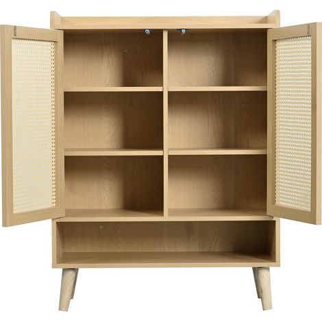 Scarpiera in rattan naturale con 2 ante e 5 ripiani 80 x 105 x 35 cm (1/5)