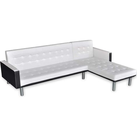 Maison Exclusive - Schlafsofa L-Form Kunstleder Weiß (1/5)
