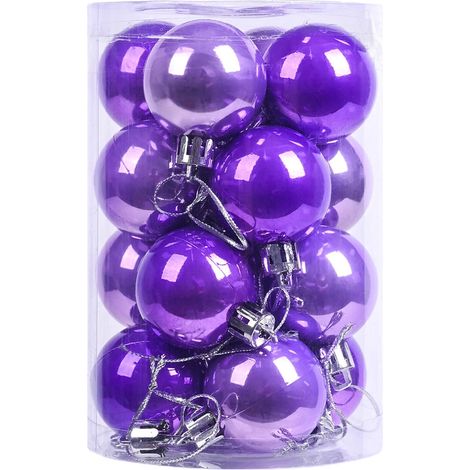 Boule De Noel - 16 Pièces - Diamètre 4 Cm - En Plastique Flocé - Accroche Métallique - Décoration Arbre De Noël Et Intérieur (1/5)