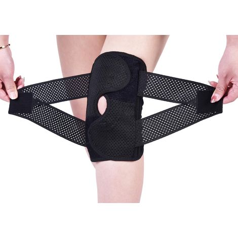 Ginocchiere per donne e uomini, manicotti di compressione regolabili per il dolore al ginocchio, ginocchiere per lesioni del menisco con stabilizzatori laterali (1 paio, nero, extra large)