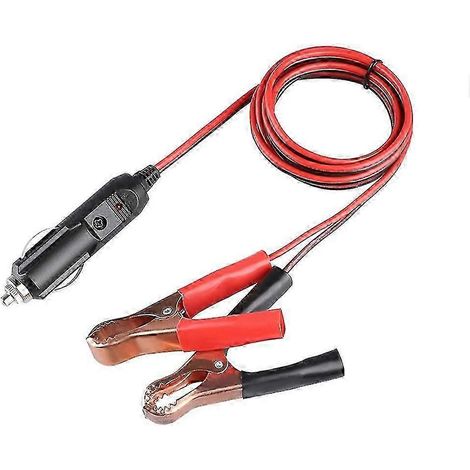 Câble d'extension avec pince crocodile vers allume-cigare mâle - Câble de démarrage/chargeur de batterie 12 V-24 V (1/2)