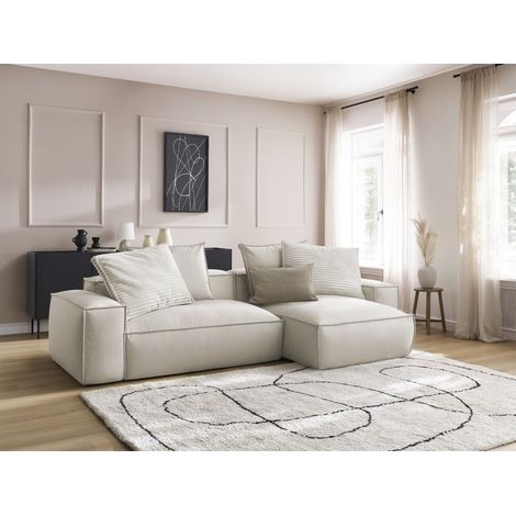 BOBOCHIC - Canapé d'angle réversible ultra moelleux BOHEME cuir végan Beige (1/5)