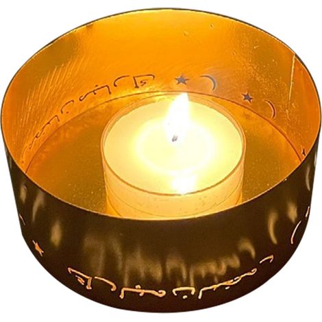 Bougeoir électroplaqué métal découpé ajouré pour bougies chauffe-plat, décoration méditative et festive – Modèle 3 (1/5)