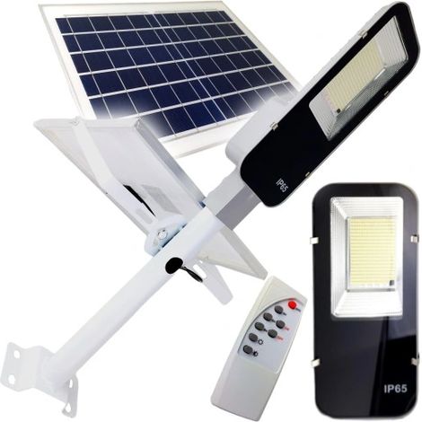Puissant lampadaire solaire avec panneau solaire 358 LED, poignée, étanchéité IP65, température de couleur 7000K et télécommande.