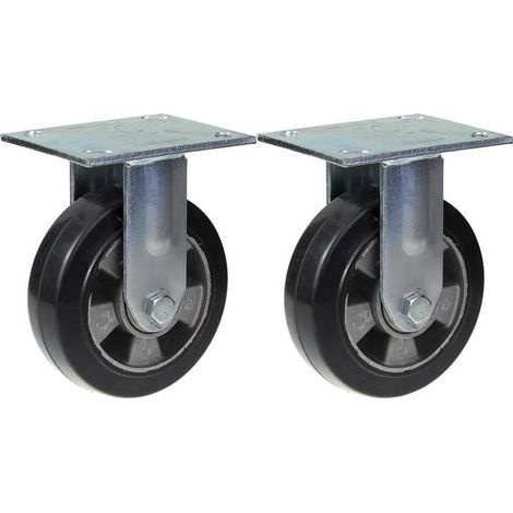 "Wheels - 152 mm - Black rubber - Capacity 660 kg - Set of 2"