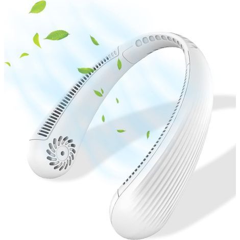 Neck Fan, 3 Speed Quiet Bladeless Portable Neck Fan, Mini USB Rechargeable, Suitable for Office, Family Travel, Outdoor Sports-White (1/5)