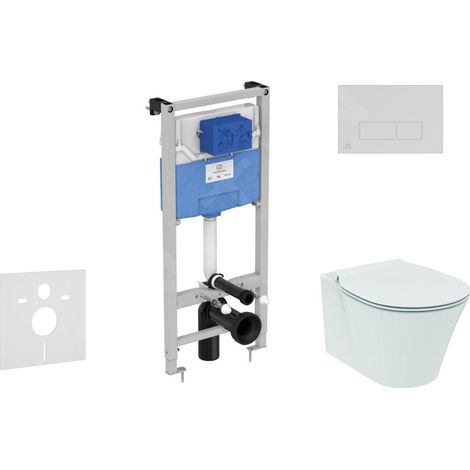 Ideal Standard ProSys - Ensemble pour WC suspendu, cuvette et abattant Connect Air, Plaque de déclenchement Oleas M2, Aquablade, SoftClose, chrome ProSys120M SP21