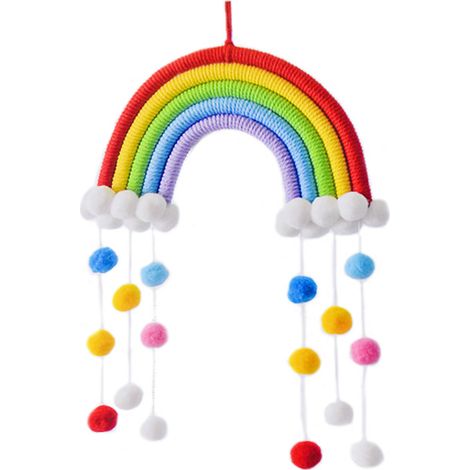 royaluxe - LEMROE Macramé arc-en-ciel tenture murale décoration de la maison Boho Room Decor tapisserie tissée à la main enfants décoration murale Rouge (1/5)