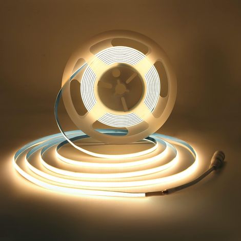 Ruban LED COB 24V Blanc Chaud 5m 5mm Largeur sans adaptateur (1/5)