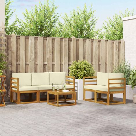 Outdoor-Sofagarnitur mit Kissen 6 pcs Natur und Creme