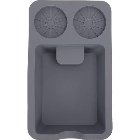 Pressino per caffè quadrato in silicone antiscivolo, facile da pulire, ideale per pressare il caffè macinato, perfetto per l'uso domestico e in cucina. Colore grigio, con vassoio raccogli-fondi. (1/5)