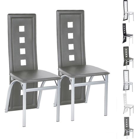 Lot de 2 chaises de salle à manger - Similicuir - Style contemporain - 4242.5101.5cm - Gris (1/5)