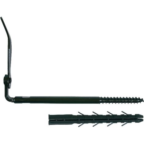 25 Arrêts de volet pour parpaing et brique creuse D. 10 x 250 mm + cheville D. 12 x 130 mm - Noir (1/3)