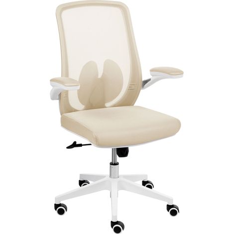 Sedia da ufficio con base girevole e braccioli regolabili in altezza con rete beige Overlord