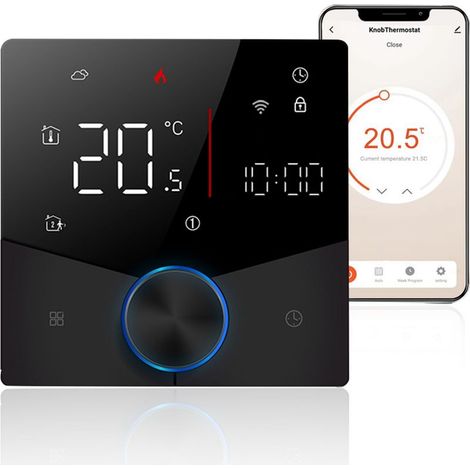 Zoternen – Thermostat intelligent WiFi programmable 5+1+1 – Écran LED – Compatible Tmall Genie et Echo – Alimentation 95-240VAC – Charge 16A (1/5)