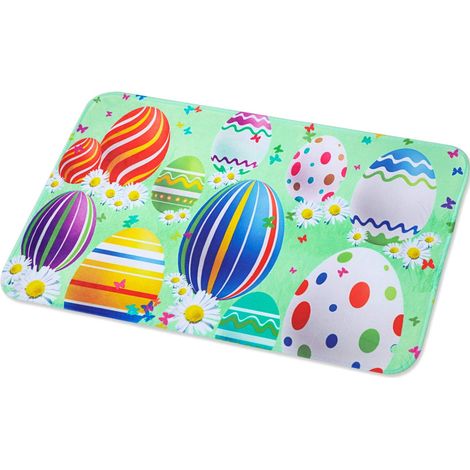 MINKUROW Happy Easter Rug Spring Egg Door Mat Easter Doormat Flower Easter Felpudo De Bienvenida Para Interiores Y Exteriores, 23.6 X 15.7 Pulgadas (1/5)