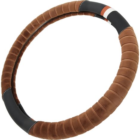 Housse de volant de voiture, motif soie glacée, universelle, 38 cm (15 pouces), prise en main confortable, décorative, marron (1/5)