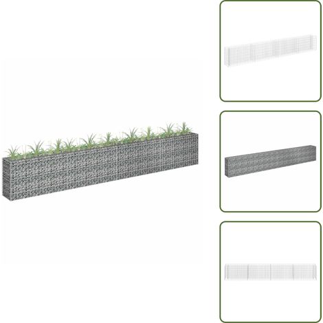 Lit surélevé à gabion Acier galvanisé 360x30x60 cm - Jardinière À Gabion - Bac À Plantation Surélevé - Border Fleuri - Décoration Extérieur - Jardin Design (1/5)