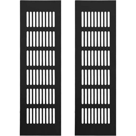 Grille Aération Aluminium 2 Pièces Grille d'Aeration Grille de Ventilation Rectangulaire Grille d'Aeration en Alliage Grille Daération Extérieure pour la Ventilation (Noir, 250 X 80mm) (1/5)