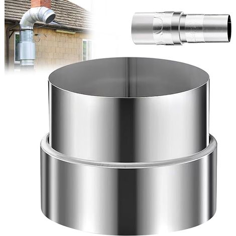 Extension de tuyau de poêle de 130 à 150 mm - Réduction de tuyau de poêle de 13 cm à 15 cm - En tôle d'acier inoxydable argenté - Raccord de tuyau de descente - Forme ronde - Réduction des (1/5)