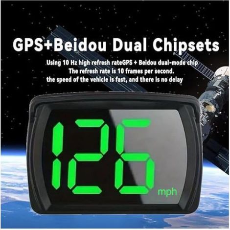 Compteur de vitesse - Affichage tête haute - GPS - Universel - Miles/heure automatiques - 80 mm x 54 mm - Bloc d'instruments numériq (1/5)