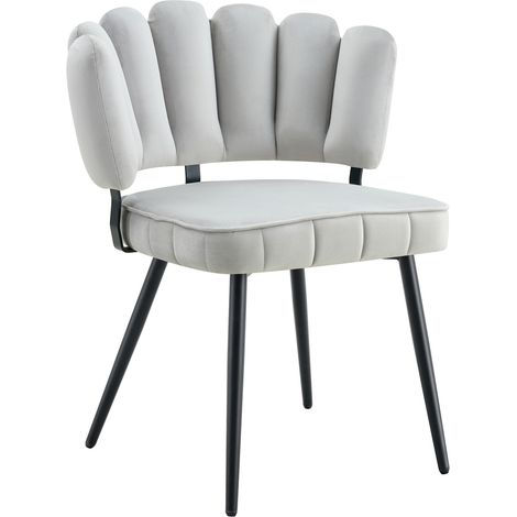 Set di 2 sedie da pranzo europee in velluto grigio chiaro, gambe nere, 80 cm (1/5)