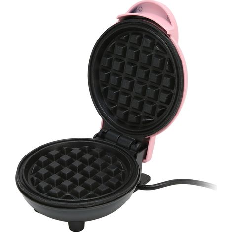 Gaufrier rond antiadhésif électrique portable, prise US 100-120 V rose (1/5)