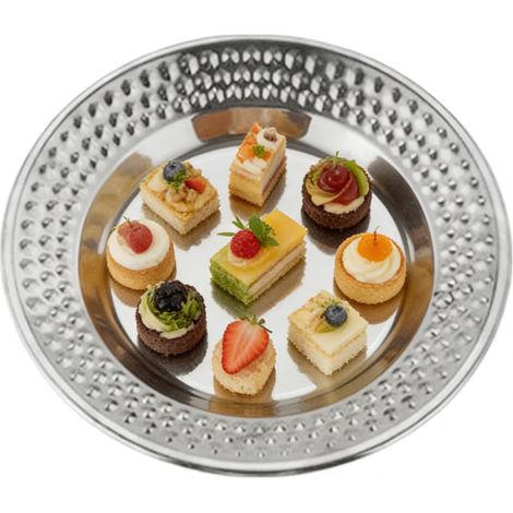 Assiettes en Acier Inoxydable Plateau De Service Et Plats De Table Plats en Acier Inoxydable Pour Étudiants Adultes Hommes Femmes Maison Intérieur Cuisine Et Événements (1/5)