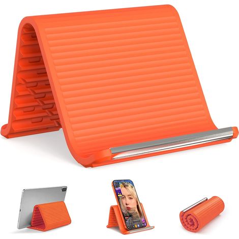 Support de téléphone en Silicone Souple, Pliable à volonté, Compact, Portable et réglable, Conception concave-Convexe antidérapante, Support de Bureau pour Voyages, Avion, Bureau et Maison (1/5)