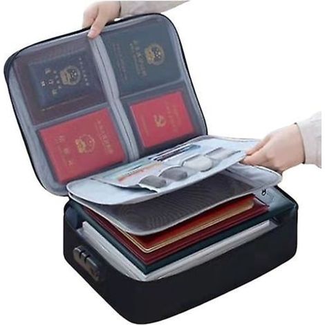 Coffret ignifugé pour documents avec serrure - Boîte de sécurité portable, idéale pour la maison, le bureau et les voyages, étanche (1/5)