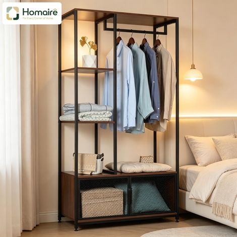 Portemanteau noir en décor bois et métal de 40 × 40 × 167 cm HOMAIRE (1/5)